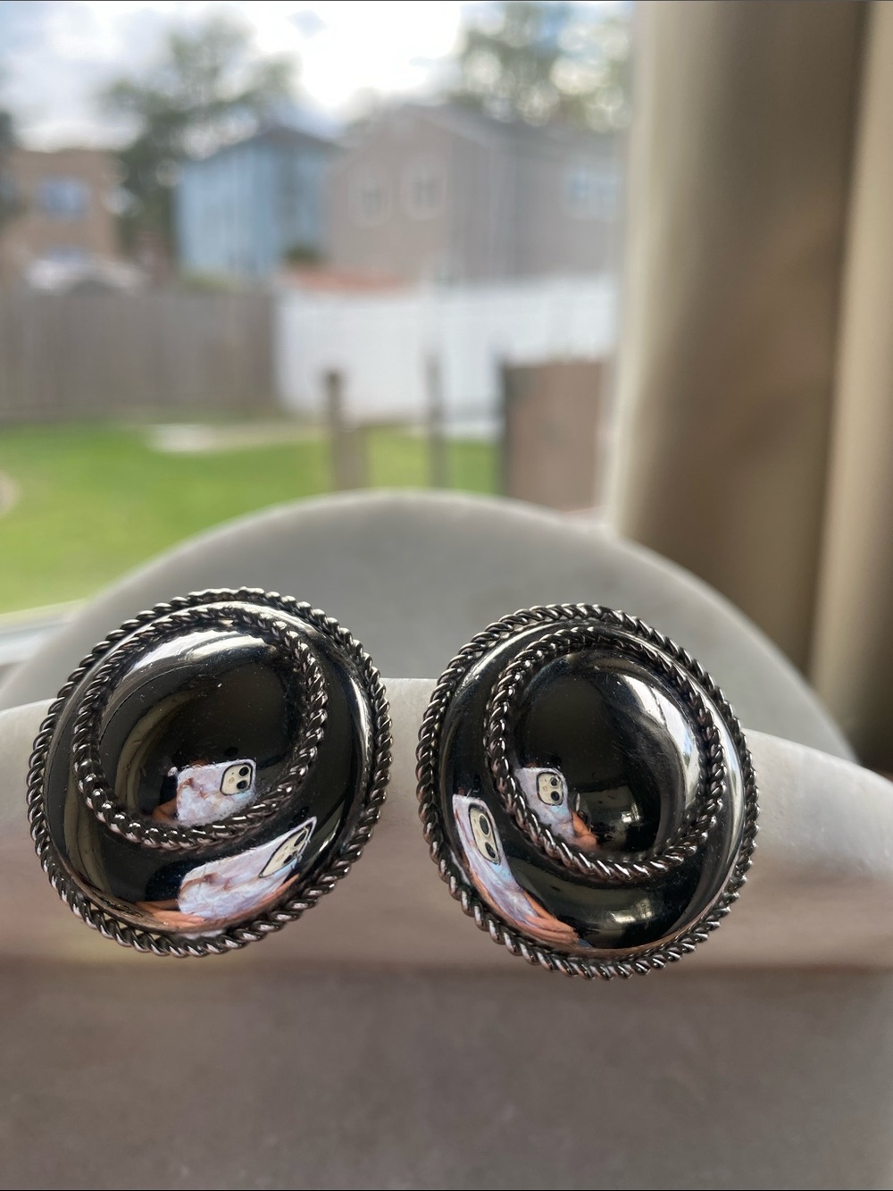 Vintage Signed Bergère Silver-Tone Swirl Clip-On Earrings